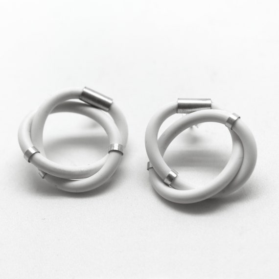 Double Round Loop Studs with Sterling Silver Double Round Loop Studs with Sterling Silver