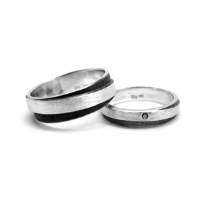 silver wedding bands,  wedding band set his and hers, wedding bands couple, amethyst wedding ring