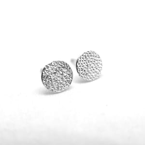 silver circle earrings, moon texture earrings, dots silver studs, sterling silver round studs, celestial earrings, gift for her