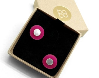 rosa plexi runde Ohrringe, minimalistische Ohrringe, kleine Kreise Ohrringe