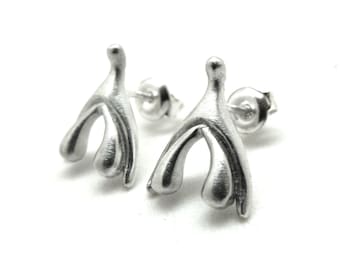 sterling silver clitoris earrings, silver earrings girl power