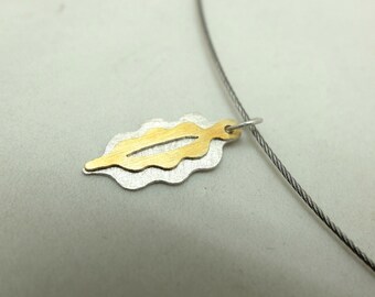 silver gold vulva necklace, gold plated silver necklace girl power, sterling silver vagina pendant, yoni necklace