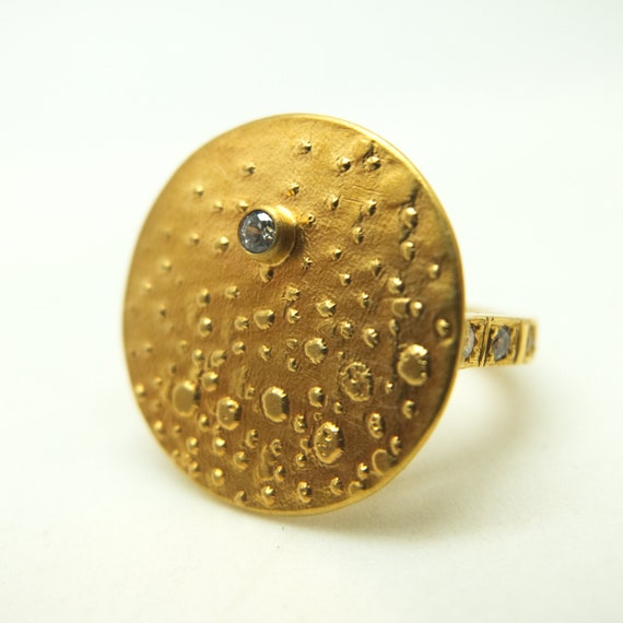 Gold Moon Ring Gold Circle Ring Sterling Silver Moon Etsy