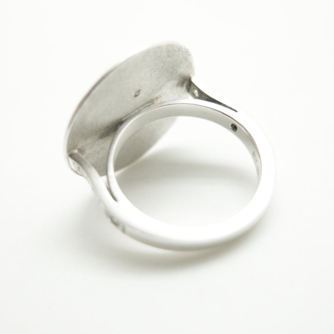 Circle Disk Ring Silver Disk Ring Floral Texture Ring Etsy