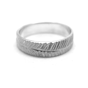 sterling silver wedding band, leaf shaped ring, fern band