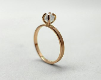 Rohdiamant Roségold Ring, Verlobungsring, zarter Verlobungsring