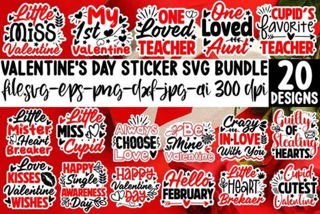 Valentine Sticker SVG Bundle | Love Cut Files | Cricut & Silhouette - Etsy