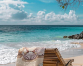 Seashell Beach Towel | Coastal Summer Towel, Ocean Inspired