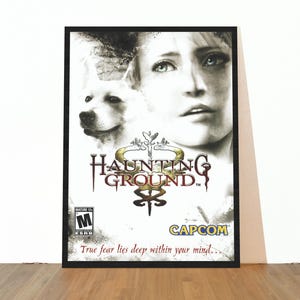 Póster de Haunting Ground, lámina del juego de terror retro de PS2, arte mural de Capcom, decoración para sala de juegos.