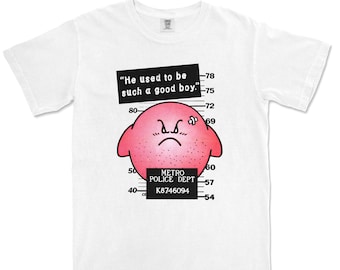 Kirby Mugshot Shirt, He Used To Be Such A Good Boy Tee, Funny Gaming Gift, Comfort Colors
