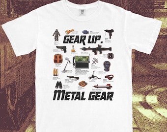 Metal Gear Retro NES Equipment Chart T-shirt, jaren 80 Gamer Comfort Colors Tee