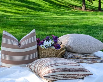 Outdoor Patio Pillow Set, Dusty Terracotta, Water Repellent Fabric, Set of 4