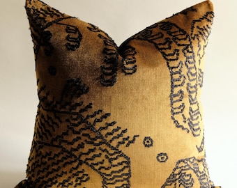Dedar Tiger Mountain Pillow with Insert, Luxury Designer Throw Cushion