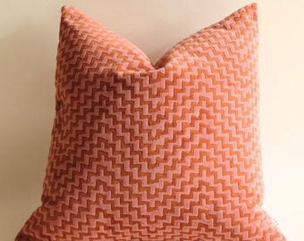 Pink Geometric Velvet Pillow Cover | Modern Zigzag Accent Cushion