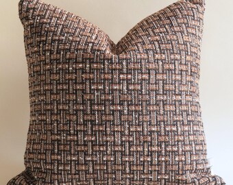 Textured Woven Pillow Cover, Geometric Basketweave Neutral Accent Pillow