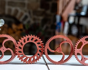 Copper 3D Printed Steampunk Gears – Set of 6 Decorative Industrial Gears (Style 1)