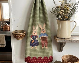 Geschirrtücher mit Hasenmotiven im Landhausstil – Paar