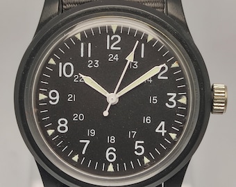 Reloj de cuarzo de uso general de estilo militar vintage con hora ferroviaria