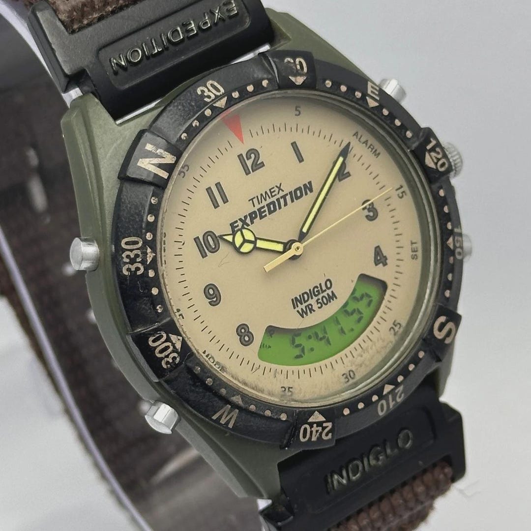 TIMEX Expedition アナデジ Y2K INDIGLO 美品 新電池 Timex Expedition Indiglo Ana Digi Quartz Alarm Vintage Mens Watch