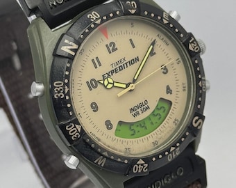 Timex Expedition Indiglo Ana Digi Quartz Alarm Orologio da uomo vintage con lunetta girevole Filippine