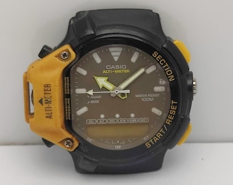 Casio Alti-Meter Ana-Digi Quarz 734 AW-330 Vintage Herren Armbanduhr für Teile