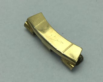 Maglia finale per orologio Omega 539 Vintage da 19 mm in acciaio inossidabile color oro, curva.