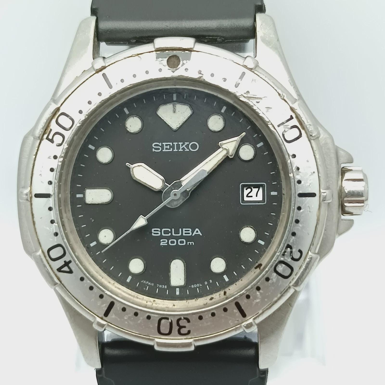 Seiko Scuba 7N35‑6000 Quartz Diver Watch – Vintage Stainless Steel 