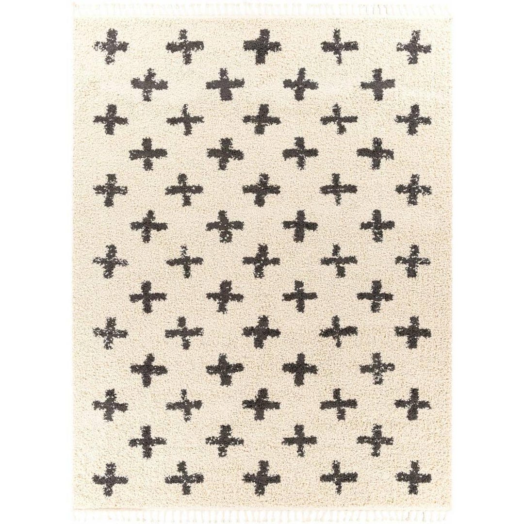The Crossfire Rug | Geometric Plus Sign Pattern | Deep Red & Black ...