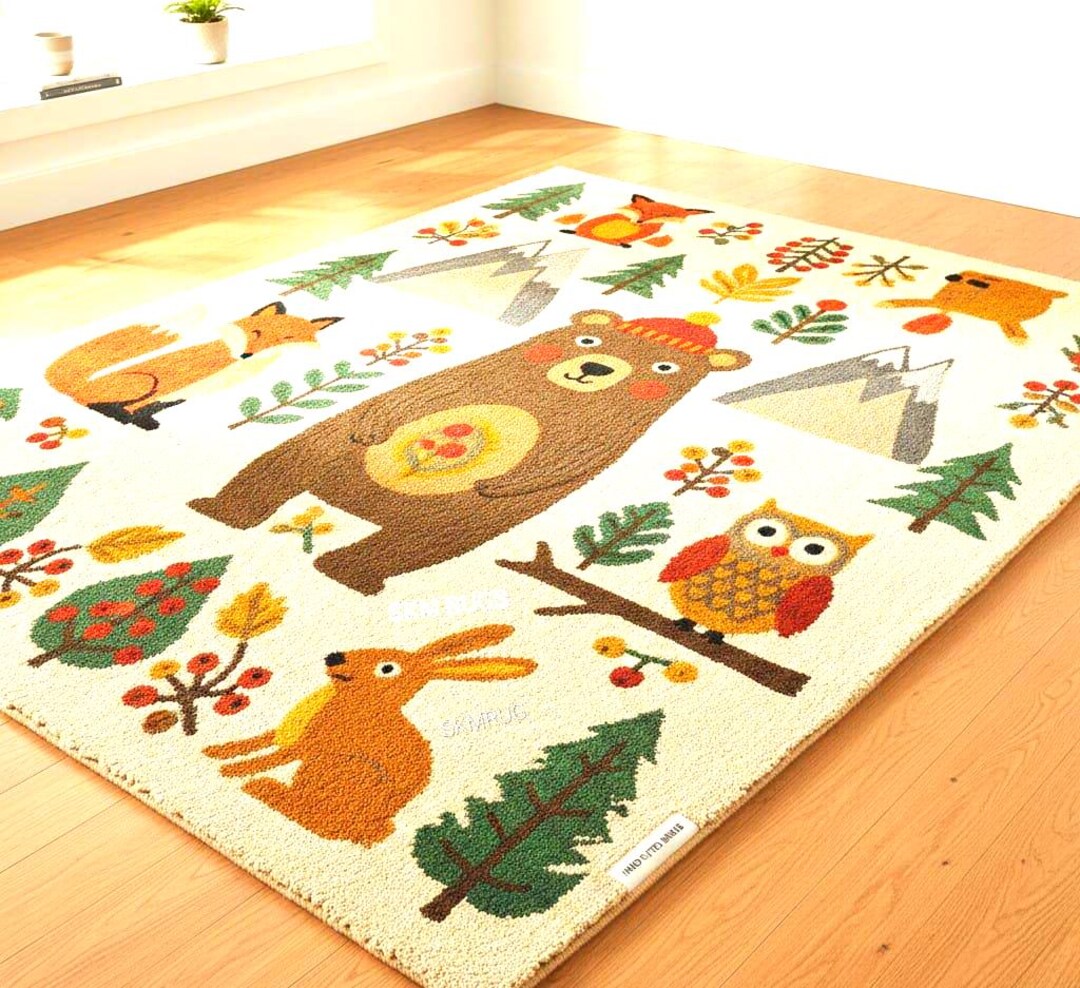 Woodland Animals Rug | Carpet for Children's Room | Forest Friends ...