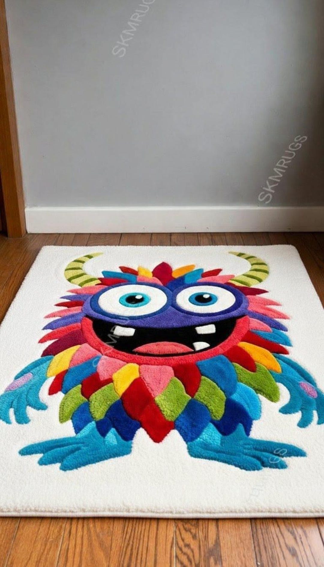 Pixel Monster Rug Colorful Monster Kids Rug | Cartoon Character Carpet | Fun 3D Plush ...