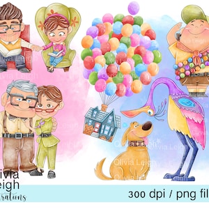 Satz von Up Ballon Haus niedlichen Clipart PNG-Dateien DIGITAL DOWNLOAD Printable.