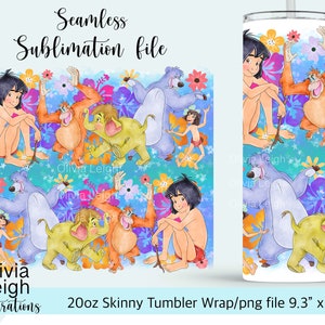 The Jungle Book Sublimation Design Wrap PNG File DIGITAL DOWNLOAD 20oz Skinny Tumbler Cup Design