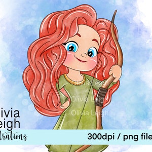 Baby Toddler Princess Merida Brave Cute Clipart PNG Files DIGITAL DOWNLOAD  Printable