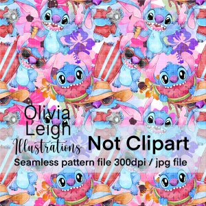 Modello senza cuciture carino di Lilo e Stitch. Carta digitale. DOWNLOAD DIGITALE Stampabile