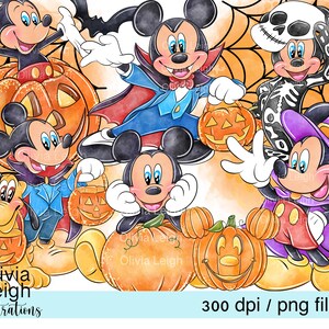 Set Of Halloween Mickey Mouse Clipart PNG Files DIGITAL DOWNLOAD Printable