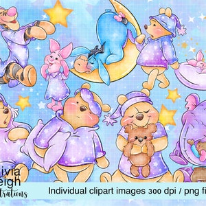 Winnie The Pooh, Eeyore, Tigger And Piglet Cute Clipart Set PNG Files Hand Drawn DIGITAL DOWNLOAD
