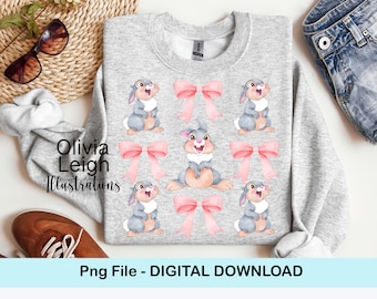 Klopfer, Bambi PNG Coquette Style Shirt Design Datei DIGITAL DOWNLOAD