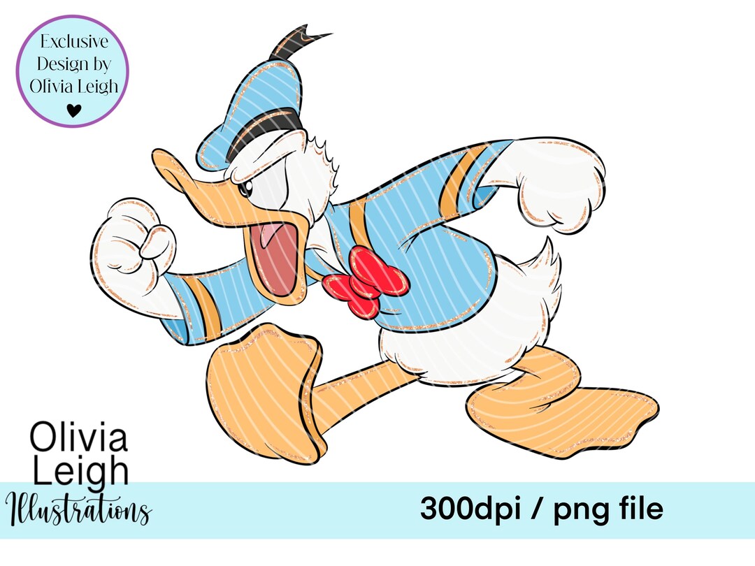 Donald Duck, Cute Glitter Clipart Sublimation Glitter PNG Files DIGITAL ...