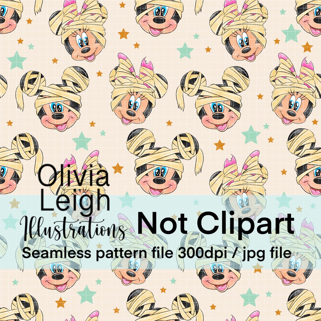 Halloween Mickey and Minnie Seamless Repeat Pattern. Digital Paper ...