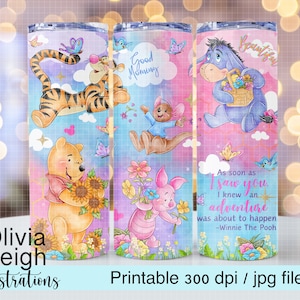 Diseño de sublimación de Winnie The Pooh y sus amigos para envolver vasos DESCARGA DIGITAL Diseño de vaso delgado de 20 oz