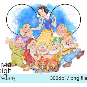 Princess Snow White Cute Clipart Sublimation PNG Files DIGITAL DOWNLOAD Printable