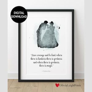 Princess Cinderella Watercolour Word Art Quote Print-Wall Art-Gift-Nursery DIGITAL DOWNLOAD Printable