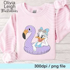 Archivos PNG de la piscina de verano de Daisy Duck dibujados a mano DESCARGA DIGITAL Imprimible Uvdtf