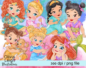 Set of Baby Toddler Princesses Cinderella, Belle, Ariel