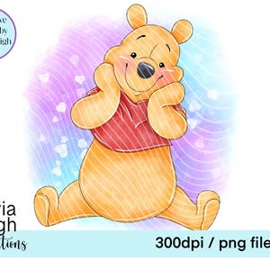 Winnie The Pooh, niedliche Clipart PNG-Dateien DIGITAL DOWNLOAD Printable