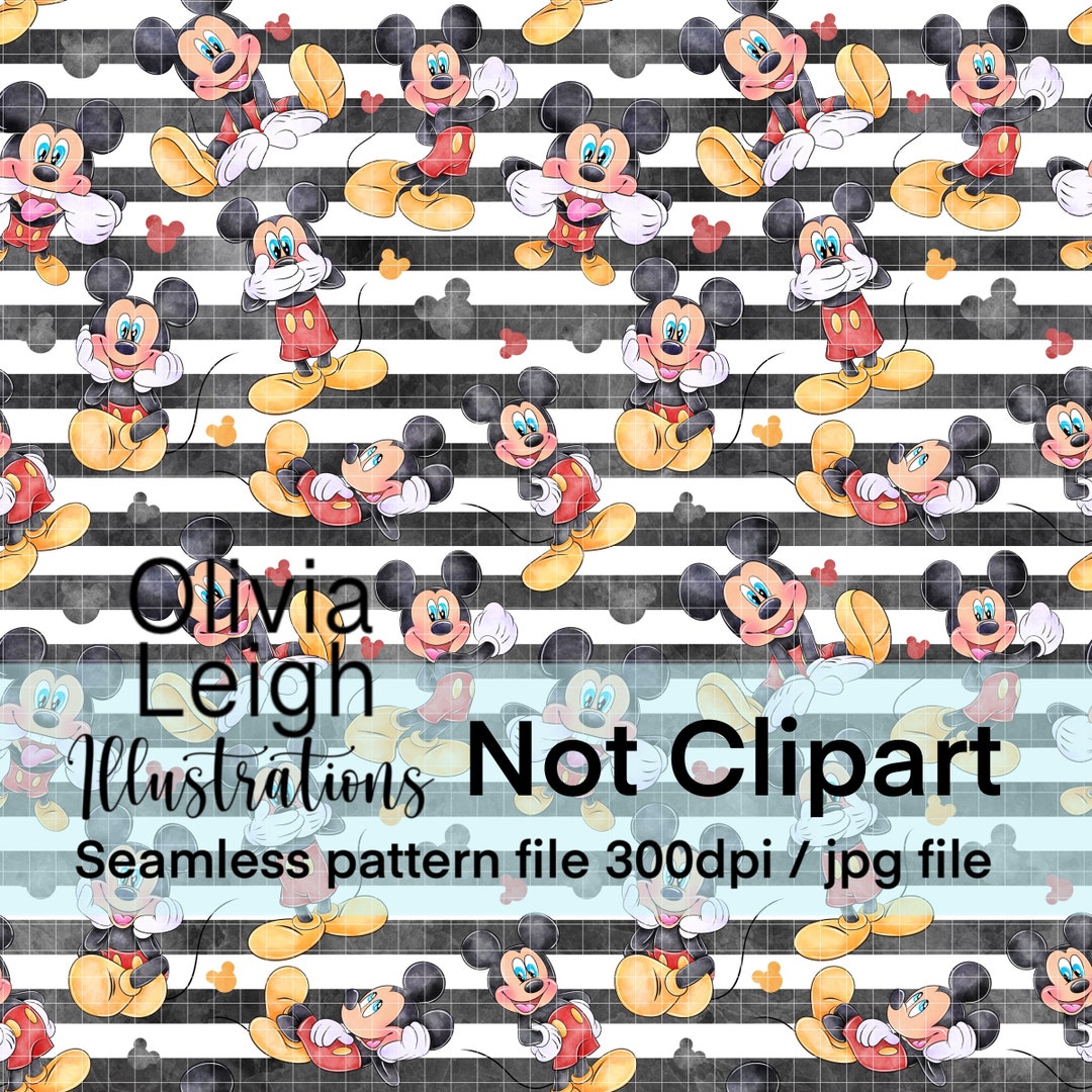 Mickey Mouse Cute Seamless Repeat Pattern. Digital Paper. DIGITAL ...
