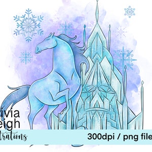 Frozen Princess Elsa Horse Cute Clipart Sublimation PNG Files DIGITAL DOWNLOAD Children&#39;s Printable