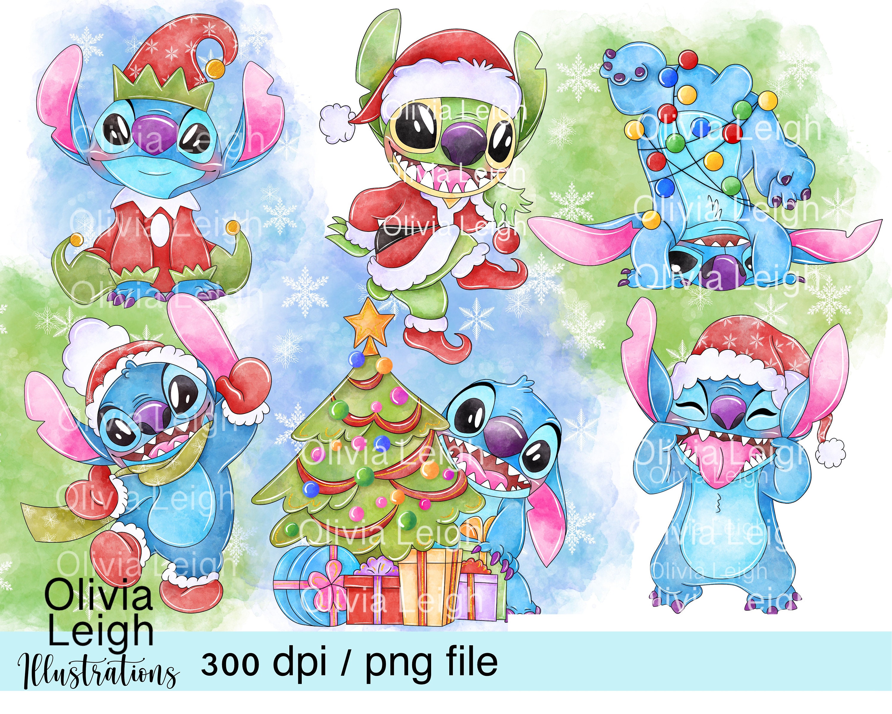 Set Of Stitch Cute Christmas Watercolour Nursery Etsy Il Fullxfull.4360551602 2s1z