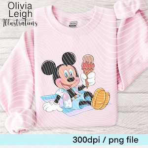 Mickey Summertime Beach, Pool Archivos PNG Dibujados a mano DESCARGA DIGITAL Imprimible Uvdtf