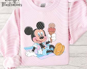 Mickey Summertime Beach, Pool PNG Files Hand Drawn DIGITAL DOWNLOAD Printable Uvdtf